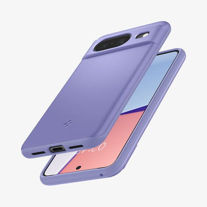 ACS06292 - Pixel 8 Case Thin Fit in awesome violet showing the back, front and sides