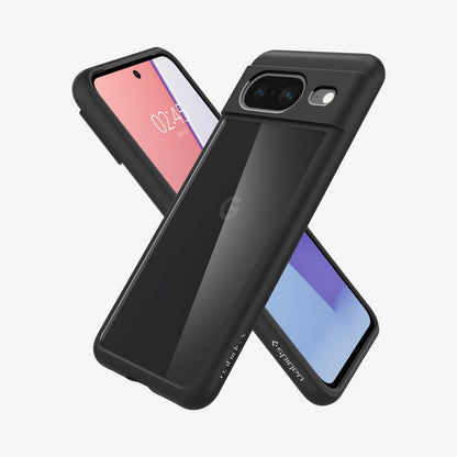 ACS06280 - Pixel 8 Case Ultra Hybrid in matte black showing the back, front and sides