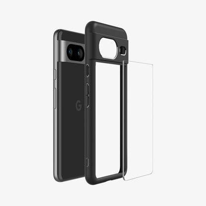 ACS06280 - Pixel 8 Case Ultra Hybrid in matte black showing the multiple layers of case hovering away from device