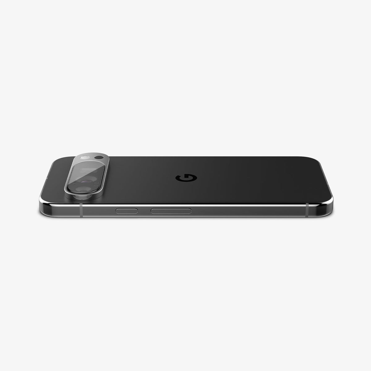 AGL08444 - Pixel 9 Pro Case Optik EZ Fit Lens Protector in Crystal Clear showing the back, partial side with lens protector installed