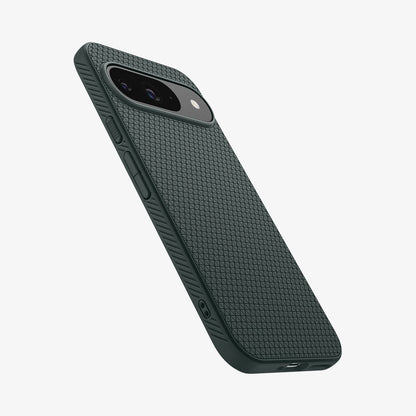 ACS07683 - Pixel 9 Pro Case Liquid Air in Abyss Green showing the back, partial bottom and side with volume buttons