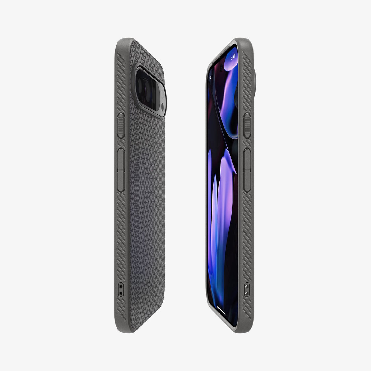 ACS07684 - Pixel 9 Pro Case Liquid Air in Marble Gray showing the back, partial front and sides