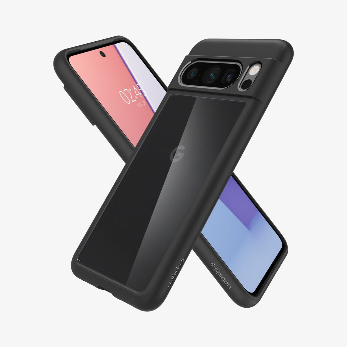 ACS06317 - Pixel 8 Pro Case Ultra Hybrid in matte black showing the back, front and sides