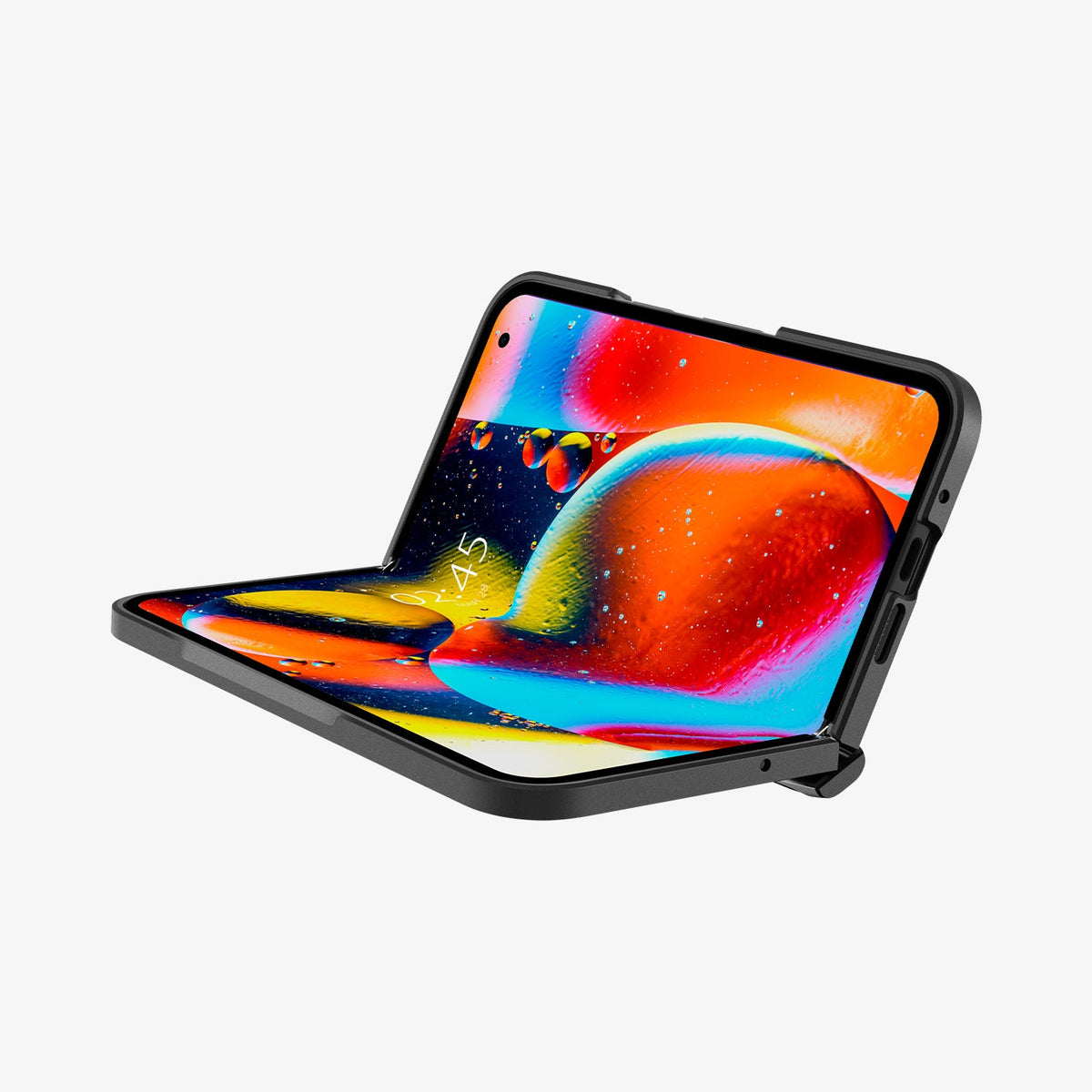 ACS07587 - Pixel 9 Pro Fold Case Slim Armor Pro in Black showing the half open front and partial side