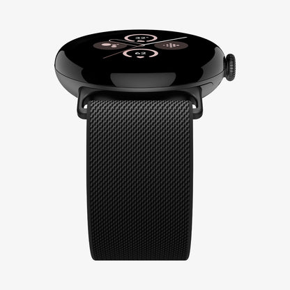 AMP07601 - Pixel Watch 5 (45mm) Lite Fit Black close-up view highlighting the textured woven material and durable stitching.