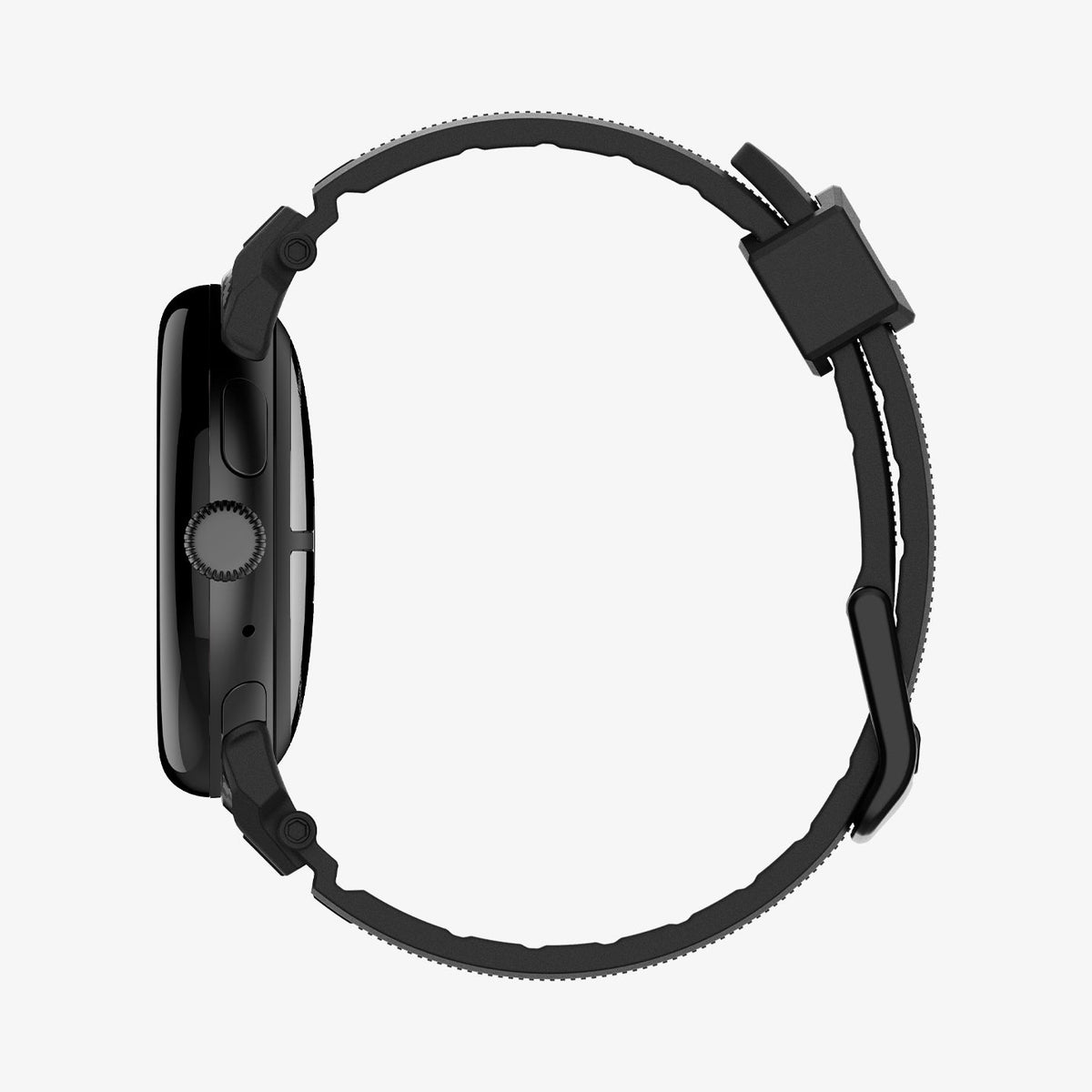 AMP07600 - Pixel Watch 4 (45mm) Series Rugged Band in black showing the side
