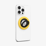 AMP09027 - MagSafe Phone Holder Nano Pop (MagFit) in Mango Yellow showing the front of the phone holder attached to the back of the device