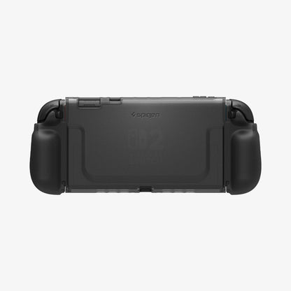 ACS10167 - Nintendo Switch 2 Ultra Hybrid case rear view showing transparent back panel with Spigen logo and ergonomic grip handles on both sides