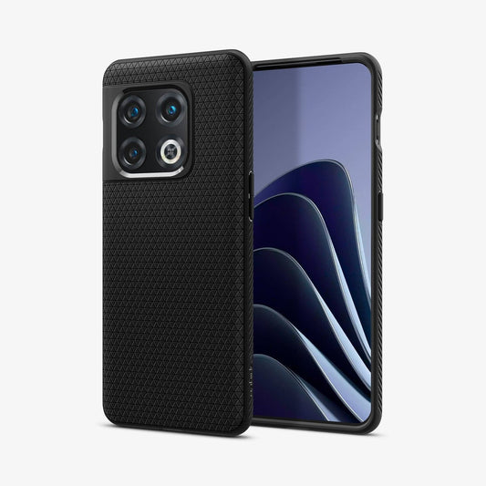ACS04431 - OnePlus 10 Pro Liquid Air Case in Matte Black showing the front and back side by side
