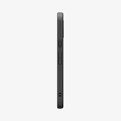 ACS11449 - Pixel 11 Pro XL Liquid Air (Mag Fit) Matte Black side profile showing textured side grips, responsive button covers, and integrated strap hole.