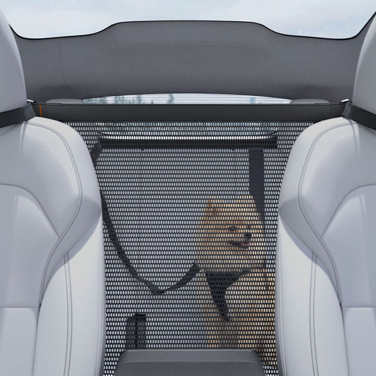 ACP11156 - Pet Car Backseat Barrier | PS200 in Black showing a dog with a backseat barrier