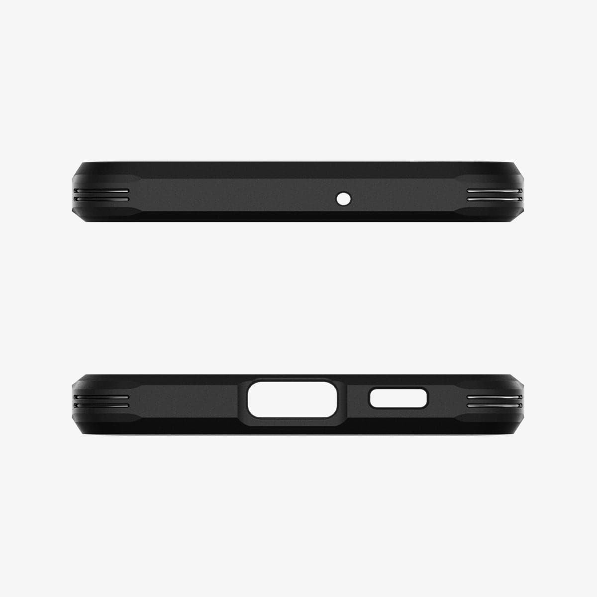 ACS03992 - Galaxy S22 5G Case Tough Armor in gunmetal showing the top and bottom with precise cutouts