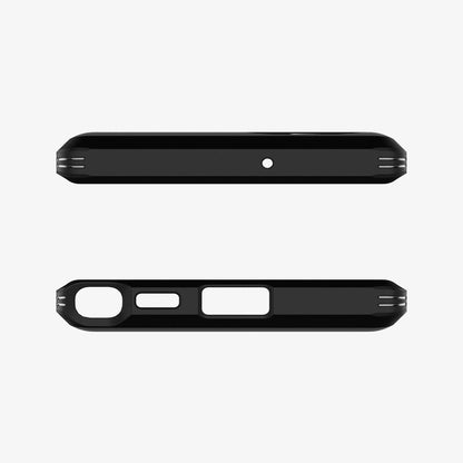 ACS03924 - Galaxy S22 Ultra 5G Case Tough Armor in gunmetal showing the top and bottom with precise cutouts