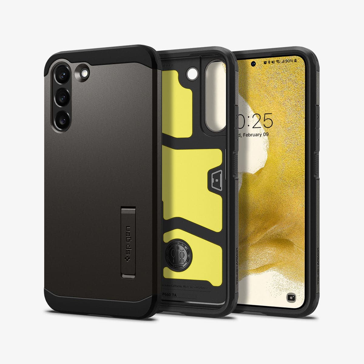 ACS03959 - Galaxy S22 Plus 5G Case Tough Armor in gunmetal showing the back, inside and front