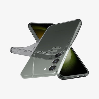 ACS05709 - Galaxy S23 Case Liquid Crystal in space crystal showing the front, side and back with case bending away from device
