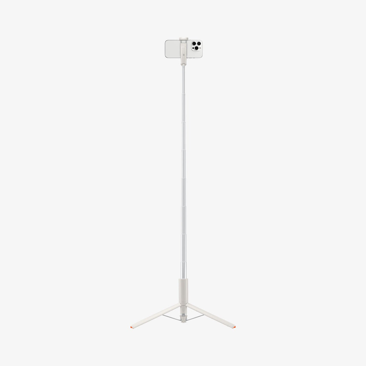 AMP09337 - Tripod Selfie Stick S541W in Dune Beige showing the back of the device in landscape form, attached to an extended tripod