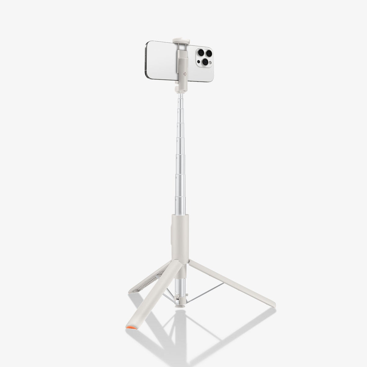 AMP09337 - Tripod Selfie Stick S541W in Dune Beige showing the back of the device attached to the tripod in landscape form