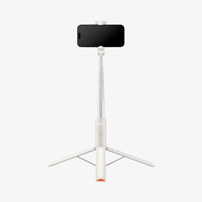 AMP09337 - Tripod Selfie Stick S541W in Dune Beige showing the front of the device attached to the tripod retracted