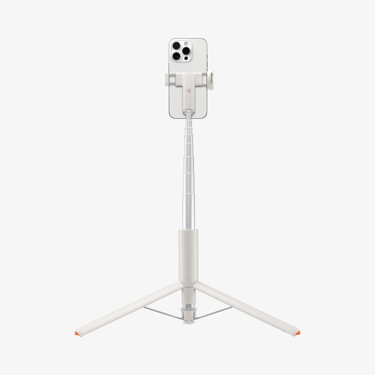 AMP09337 - Tripod Selfie Stick S541W in Dune Beige showing the back of the device in portrait form attached to the retracted tripod