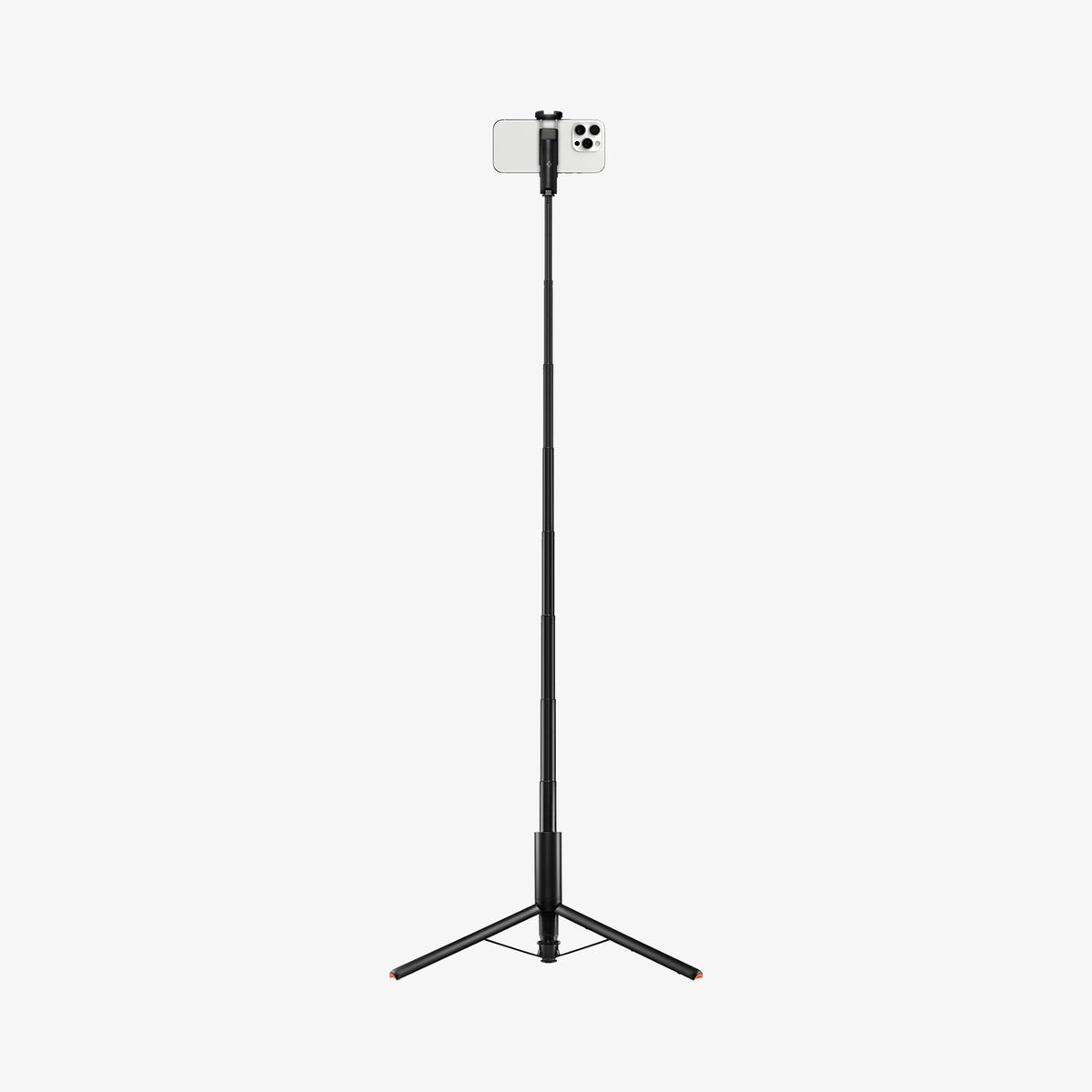 AMP09336 - Tripod Selfie Stick S541W in Black showing the back of the device in landscape form, attached to an extended tripod