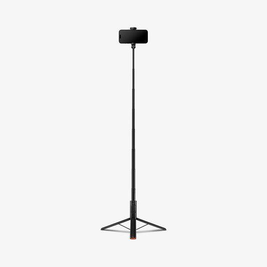 AMP09336 - Tripod Selfie Stick S541W in Black showing the front of the device attached to the extended tripod