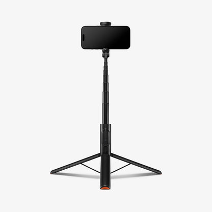 AMP09336 - Tripod Selfie Stick S541W in Black showing the front of the device attached to the tripod retracted