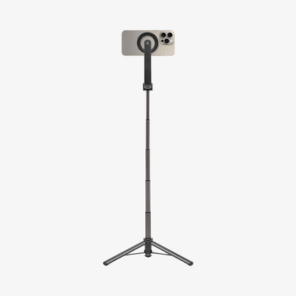 AMP07656 - Tripod Selfie Stick (Magfit) | S571W showing the front of the device, attached to a selfie stick, extended with a stand