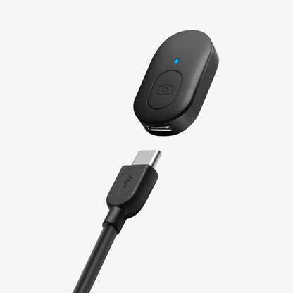 AMP07656 - Tripod Selfie Stick (Magfit) | S571W showing the usb type cable charger and front of the selfie stick device camera tool