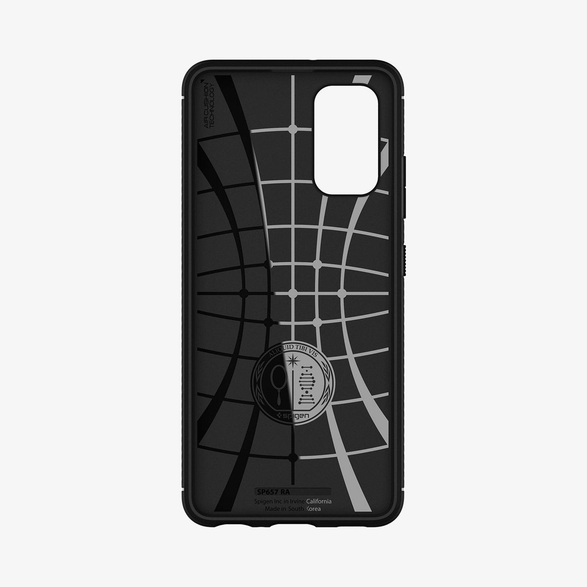ACS02741 - Galaxy A32 Case Rugged Armor in Matte Black showing the inner case with spider web pattern