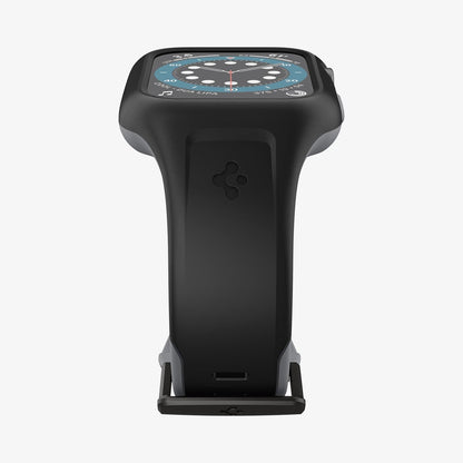 AMP02007 - Apple Watch Series (44mm) Case Liquid Air Pro in black showing the bottom and partial front