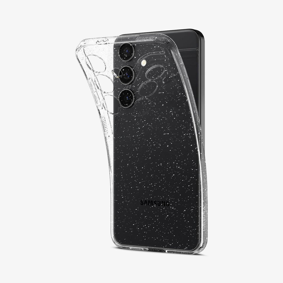ACS07345 - Galaxy S24 Case Liquid Crystal Glitter in Crystal Quartz showing the back of device with the case partially peeled off