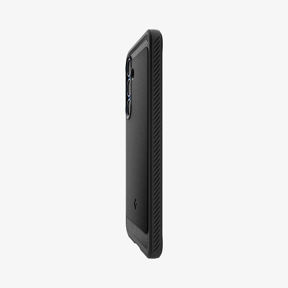 ACS08998 - Galaxy S25 Case Rugged Armor (MagFit) in Matte Black showing the partial back and side