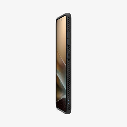 ACS08979 - Galaxy S25 Plus Case Liquid Air in Matte Black showing the partial front and side