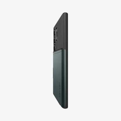 ACS07307 - Galaxy S24 Ultra Case Slim Armor CS in Abyss Green showing partial back and partial side