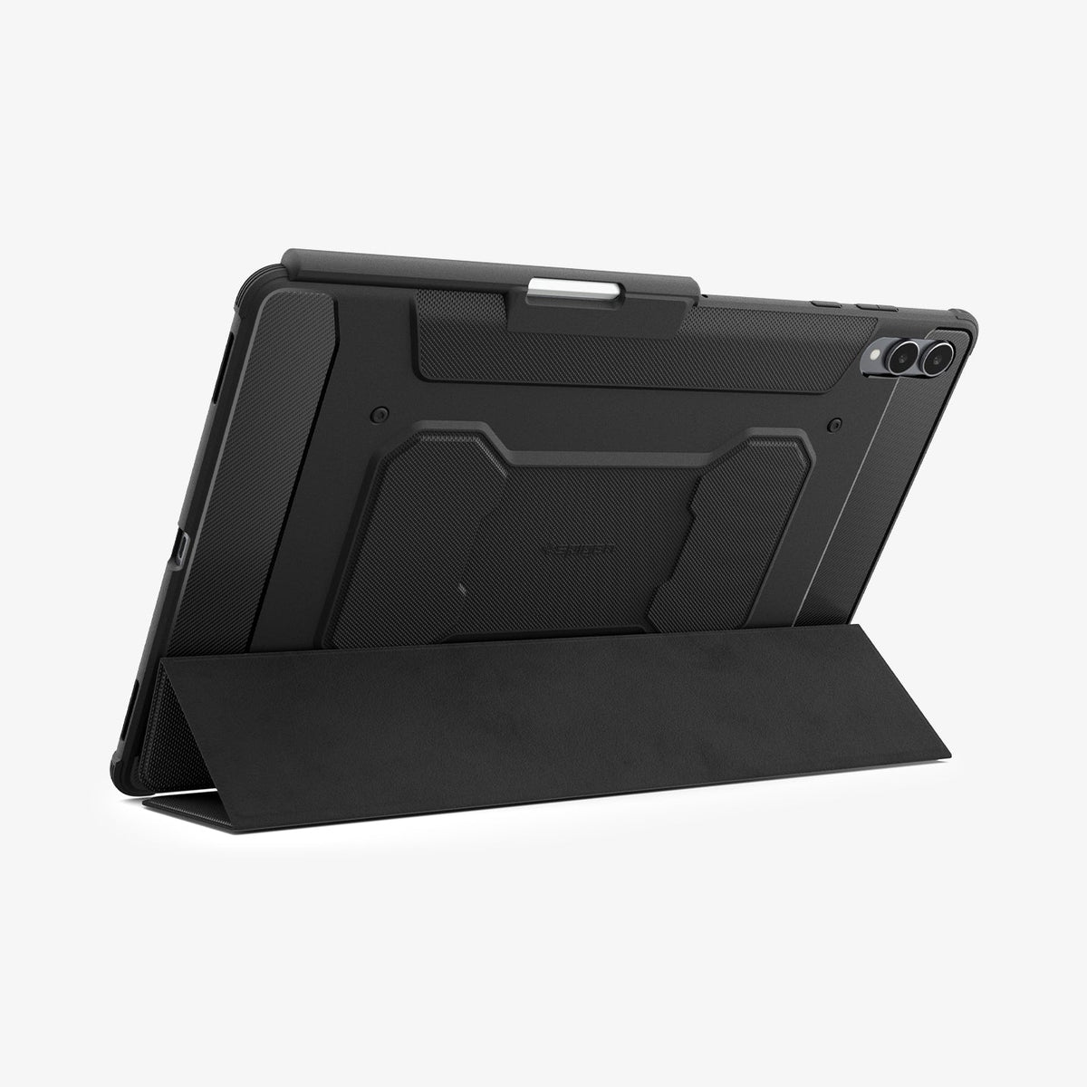 ACS10150 - Galaxy Tab S11 Ultra Rugged Armor Pro showing the back with device propped up by built in kickstand