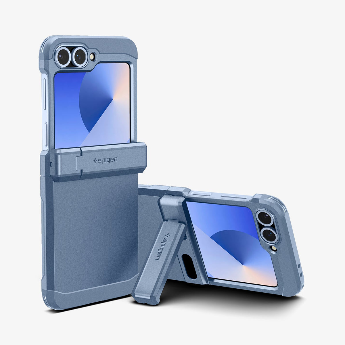 ACS09808 - Galaxy Z Flip 6 Series Tough Armor Pro (MagFit) in Sierra Blue showing device with case