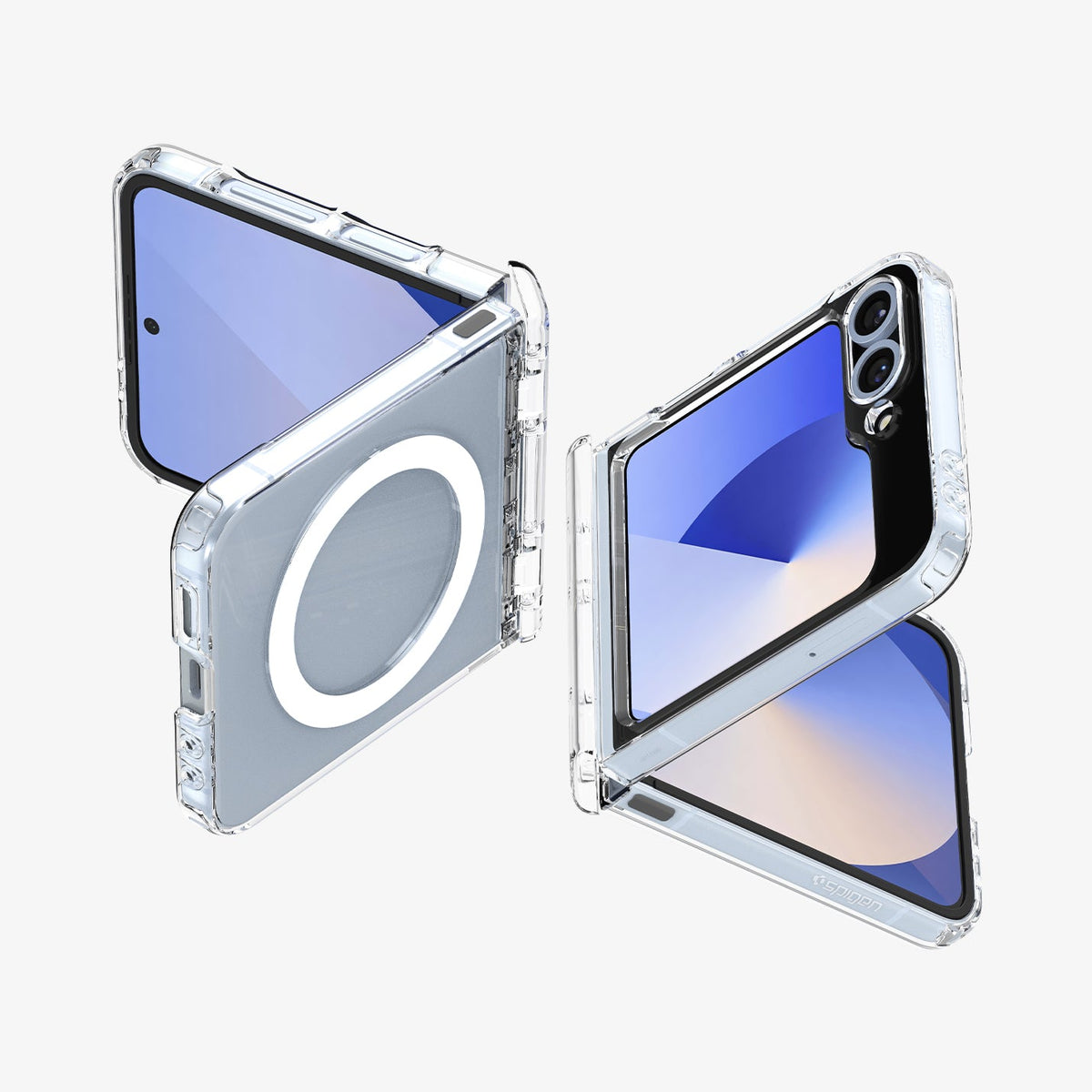 ACS09806 - Galaxy Z Flip 6 Series Ultra Hybrid Pro (MagFit) showing the back, partial front of two devices partially folded