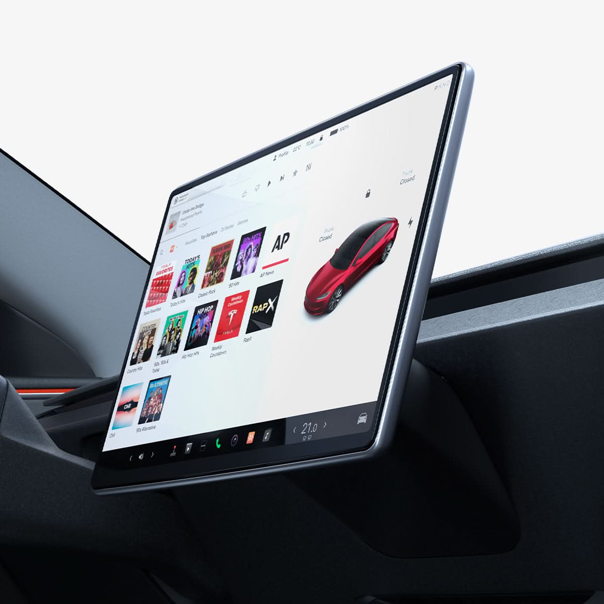 AGL07152 - Model 3 (2024-2025) Highland Screen Protector GLAS.tR EZ Fit | Anti-Glare Highland in Clear Matte showing the screen protector installed on the screen monitor