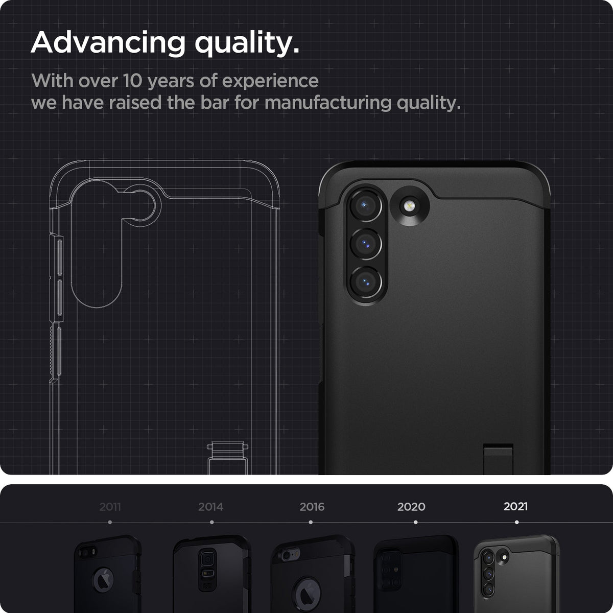 ACS03059 - Galaxy S21 FE Tough Armor Case in black advancing quality. With over 10 years of experience we have raised the bar for manufacturing quality.