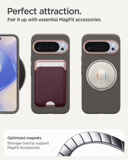 ACS09735 - Pixel 10 Pro XL Case Nano Pop (MagFit) in papaya gray showing the perfect attraction. Pair it up with essential MagFit accessories. Optimized magnets. Stronger hold to support MagFit accessories.