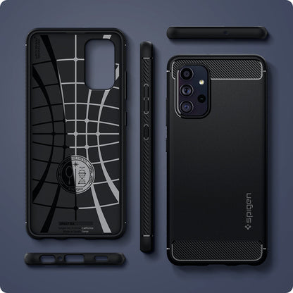 ACS02741 - Galaxy A32 Case Rugged Armor in Matte Black showing the back, inner, side, top and bottom