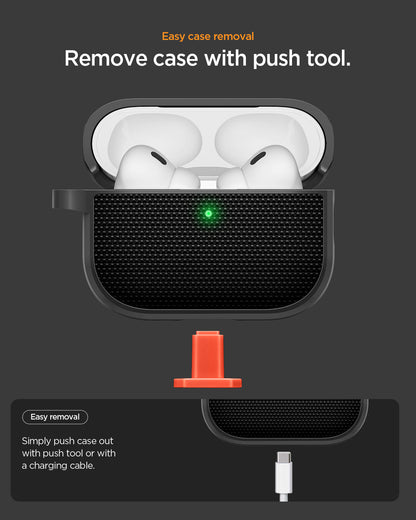 ACS10604 - AirPods Pro 3 Classic Fit in Black showing easy case removal. remove case with push tool
