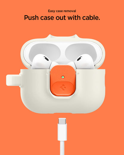 ACS10134 - AirPods Pro 3 Nano Pop in Orange Beige showing easy case removal. push case out with cable