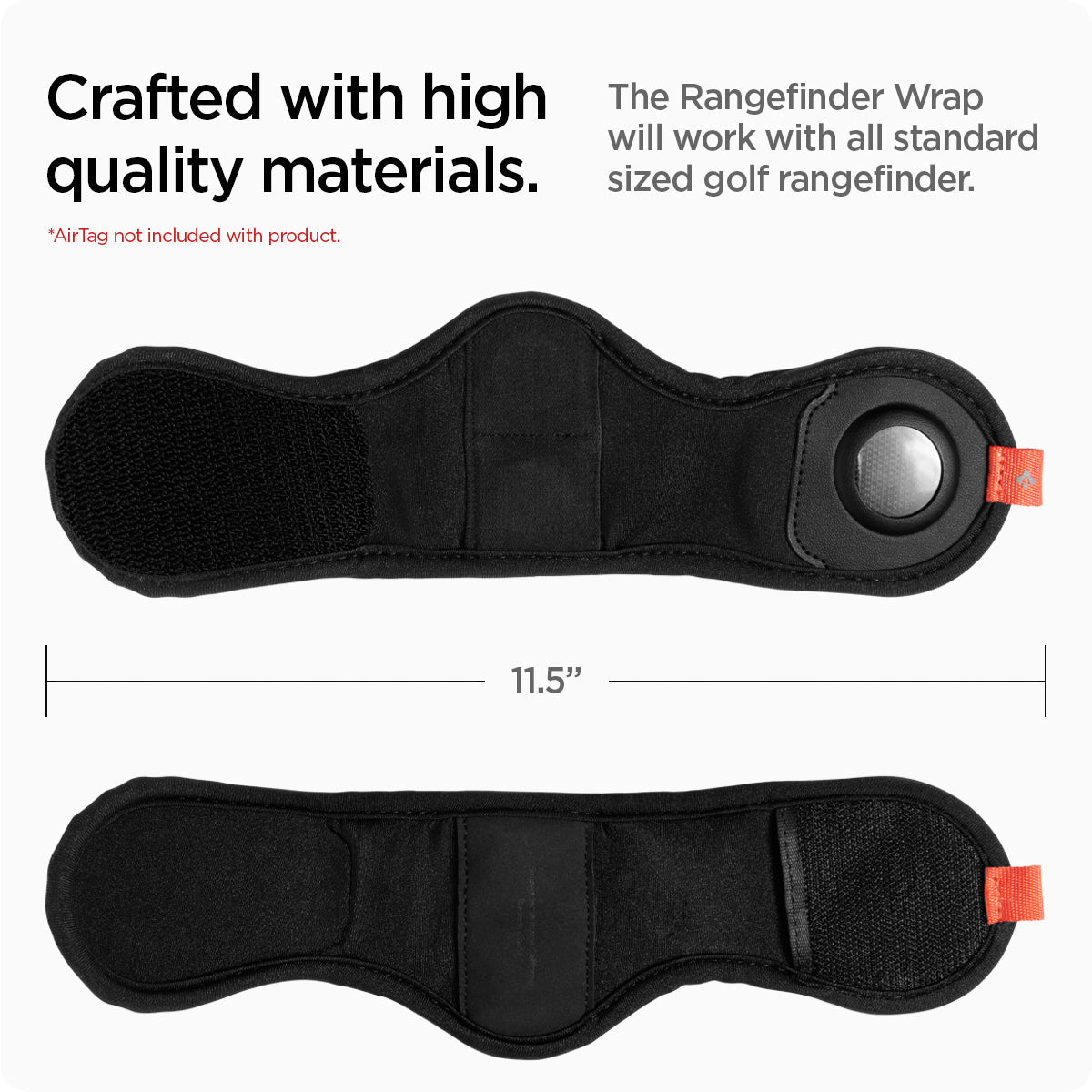 AHP03117 - AirTag Rangefinder Wrap in black showing the crafted with high quality materials, the rangefinder wrap will work with all standard sized golf range finder
