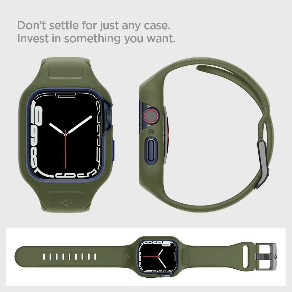 ACS04408 - Apple Watch Series (45mm) Case Liquid Air Pro in moss green showing the different angles