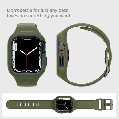 ACS04408 - Apple Watch Series (45mm) Case Liquid Air Pro in moss green showing the different angles