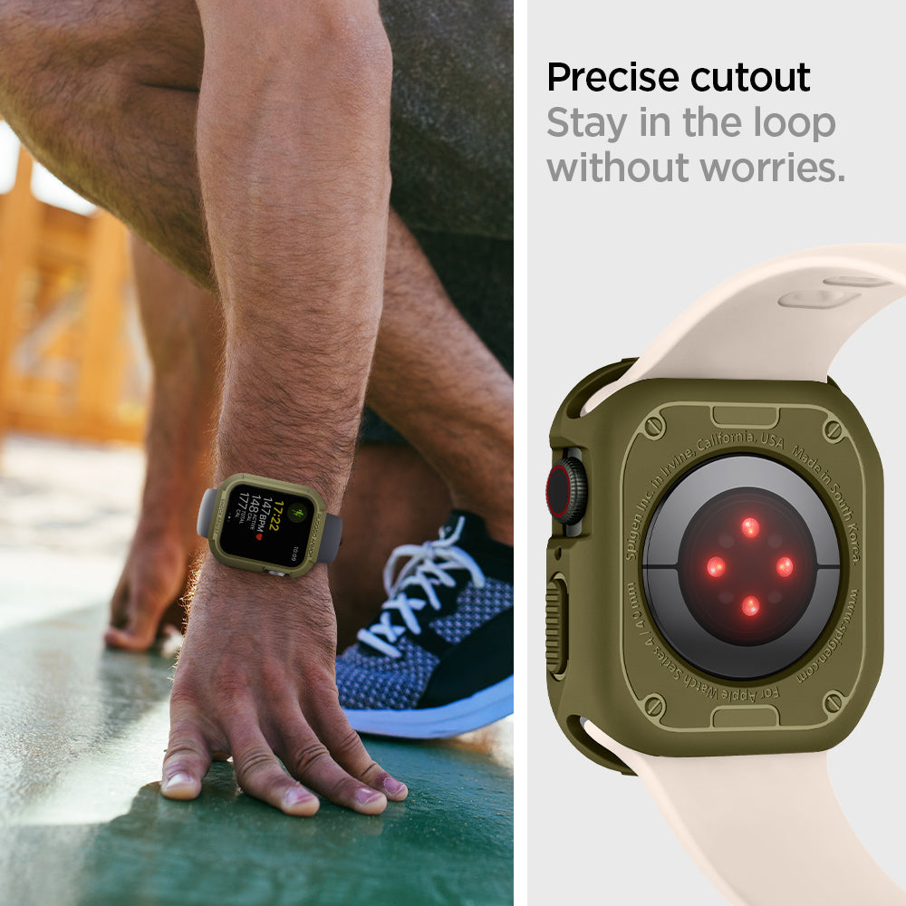 061CS26014 - Apple Watch Series (Apple Watch (41mm)) Case Rugged Armor in olive green precise cutout stay in the loop without worries.
