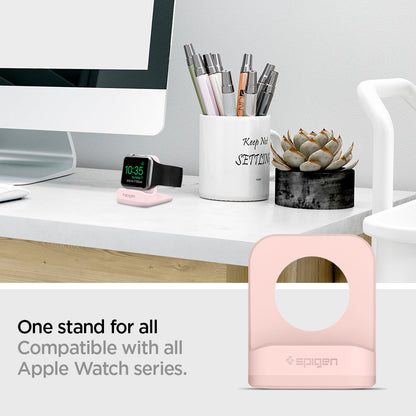 000CD21183 - Apple Watch Night Stand S350 in pink showing the one stand for all. Compatible with all Apple Watch Series