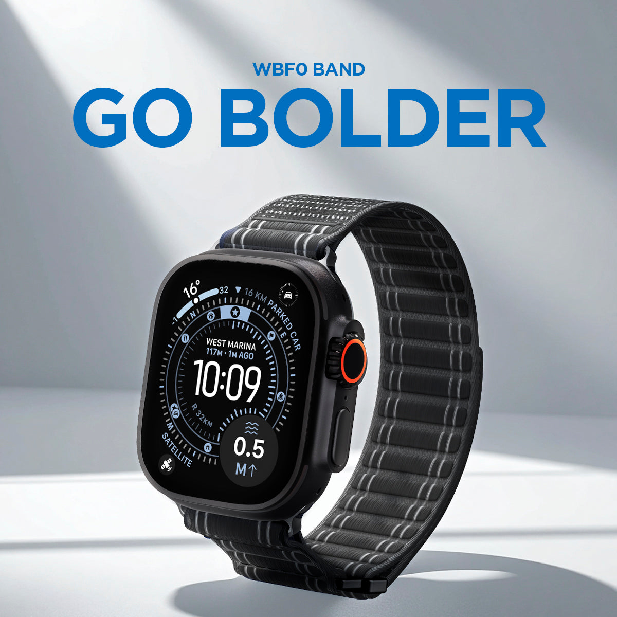 AMP10141 - Apple Watch Ultra (49mm) WBF0 in Black showing the front and inner back