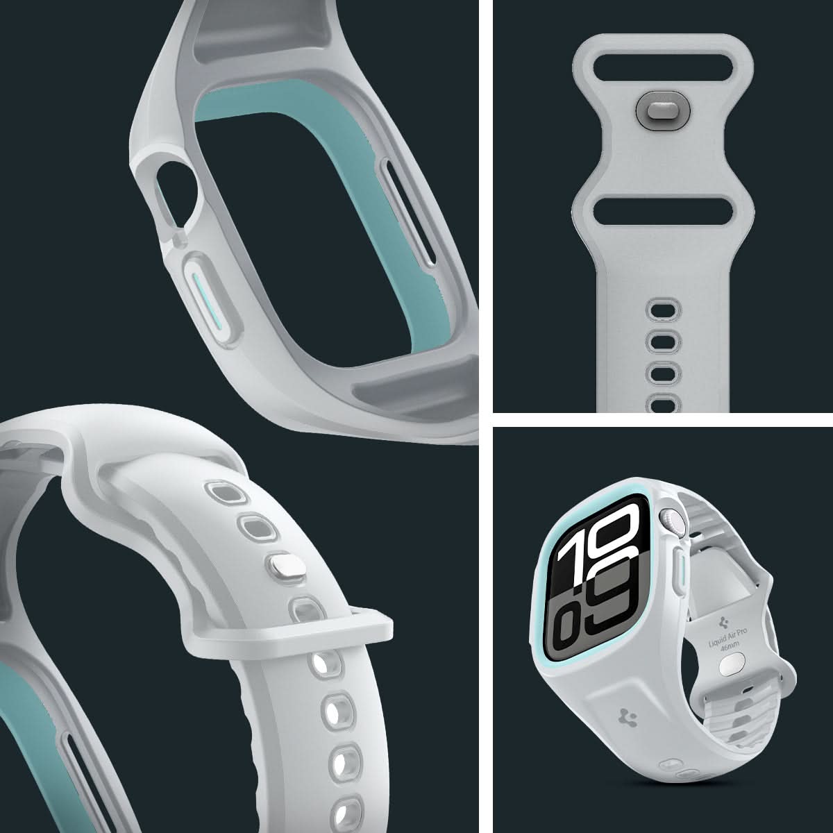ACS09318 - Apple Watch 10 (46mm) Case Liquid Air Pro in Gray showing inside, detail.